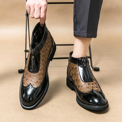 Brand Winter Boots Genuine Leather Chelsea Men Boots High Top Leather Shoes Fashion Luxury Brand Ankle Boots Men Business Boots