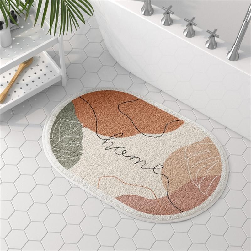 Abstract Art Bathroom Carpet Semicircle Bath Mats Living Room Floor Mat Non -Slip Entrance Shower Rug Toilet Pet Rugs Doormat