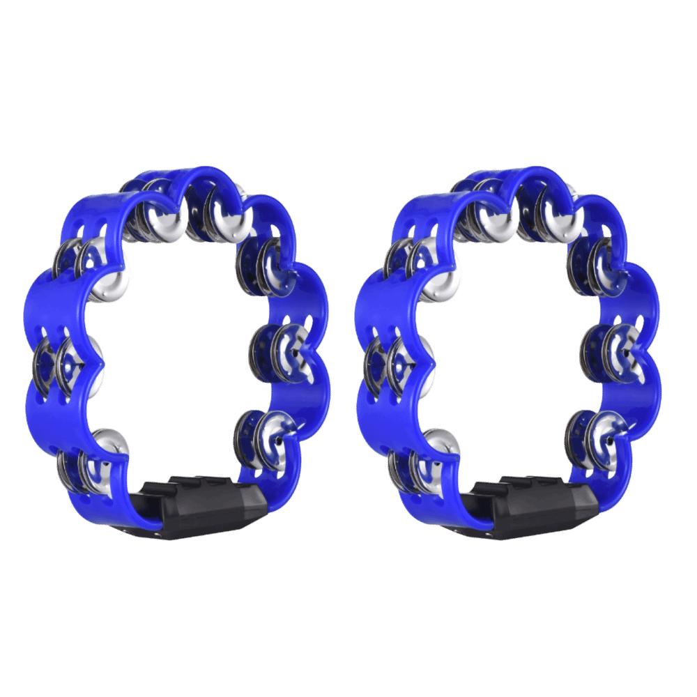 2PCS Non-Slip Grip Hand Cranked Tambourine ABS Double Row Tambourine Party Entertainment