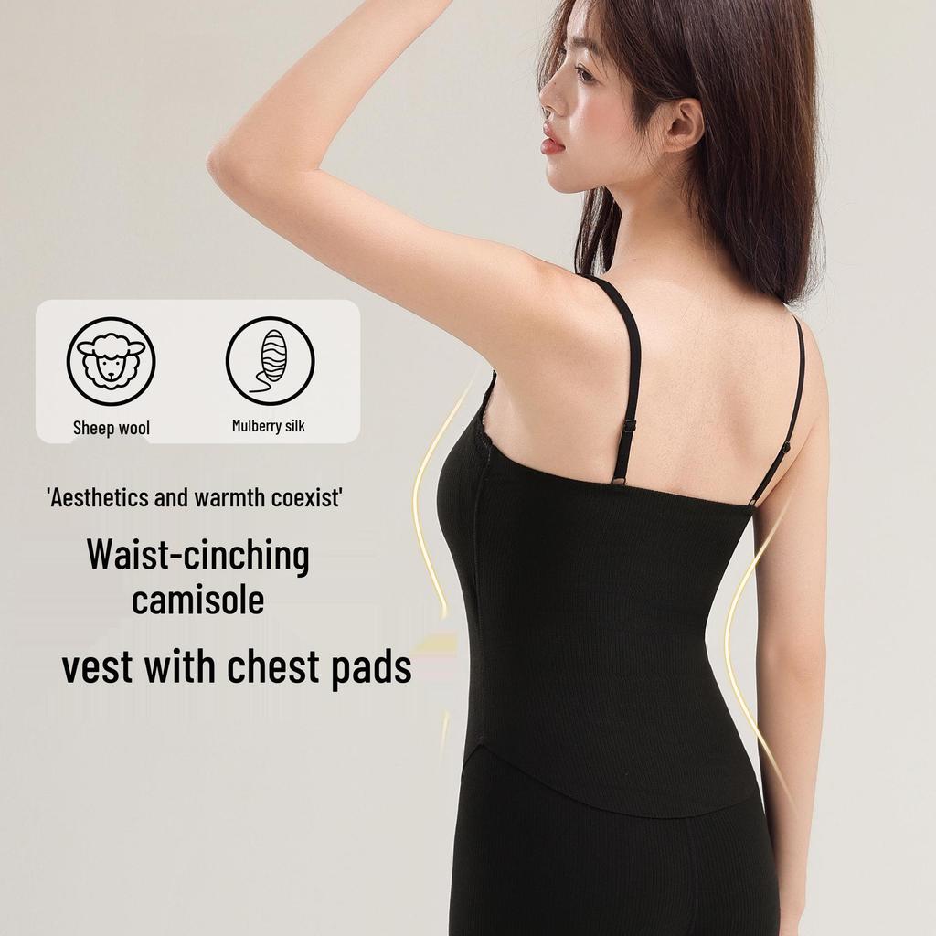 Women's Warm Camisole Tank with Chest Pad & Beautiful Back Bra – Comfortable Integrated Base Layer