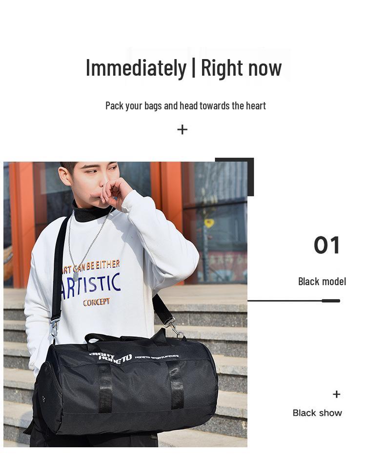 Men's Large Capacity Gym Bag with Shoe Compartment - Versatile Travel and Sports Crossbody Barrel Bag