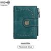 2023 RFID Women's Oil Wax Leather Wallet: Short Card Holder with Coin Purse and Fashion Buckle Zipper.