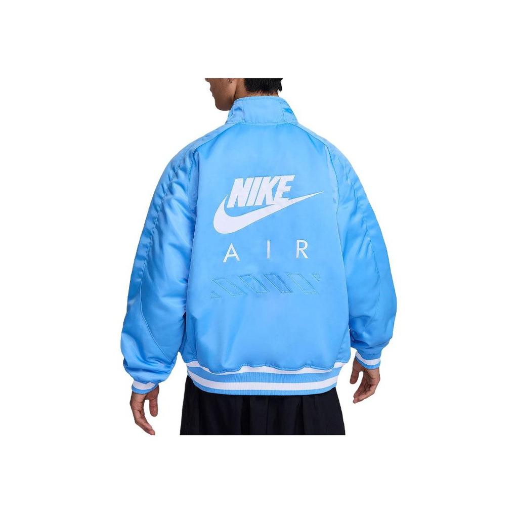 Nike Logo Single Button Pocket Loose Long Sleeve Cotton Jacket Men jackets Blue HJ0302-412