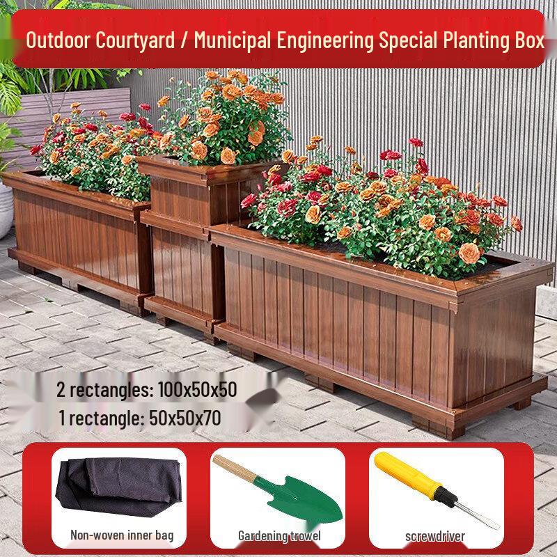 Outdoor Treated Wood Planter Box