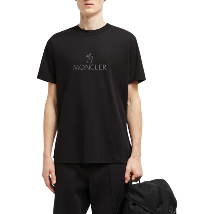 Moncler Printed Round Neck Pullover Straight Fit Short Sleeve T-Shirt Men Tops Black K10918C00024829H8999