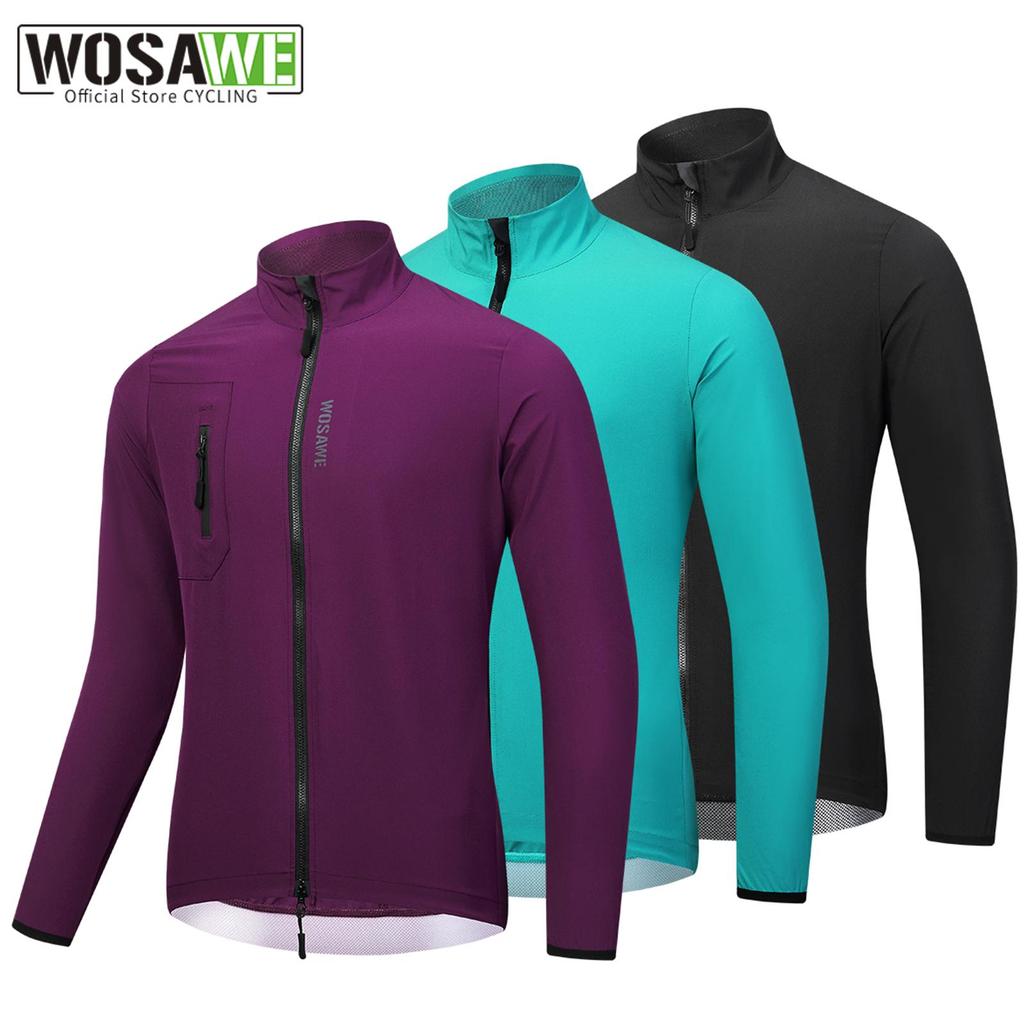 Wosawe Reflektierendes Windshirt für Herren, winddicht, YKK-Fahrradjacke mit durchgehendem Reißverschluss, Fahrradtrikots
