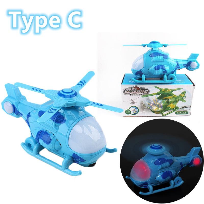 Kids Electronic Aeroplane Plaything With Music Autopilot Rotation Shiny Sound Plane Tank Helicopter Educational Plaything Present For Children