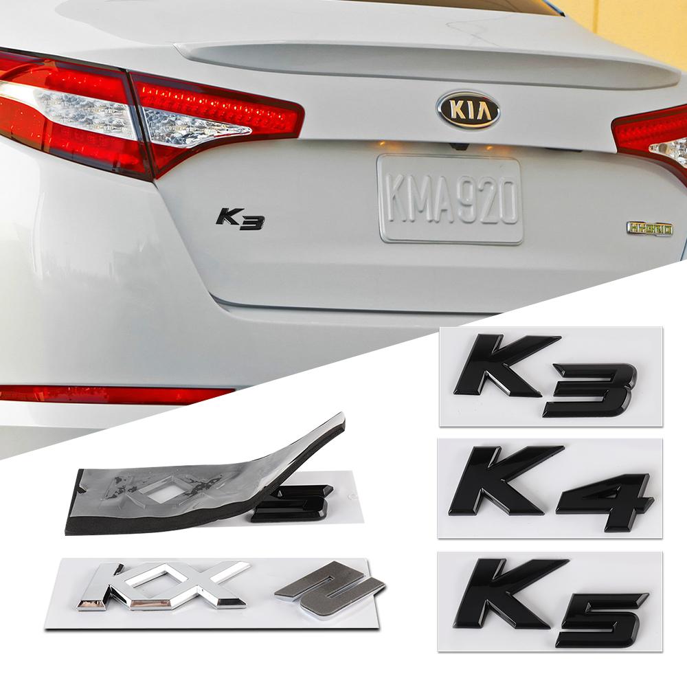 New Auto Exterior K3 K5 K4 KX5 Emblem Fender Rear Trunk Body Badge Sticker For Kia Forte Ceed Cerato RIO 2 3 4 Picanto Sportage HR8