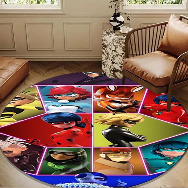 Mira-culous Adventures Round Rug for Livingroom,Bedroom, Palyroom, Chair Rug, Area rug, Circle Carpet, Large Size Decor Fan Christmas gift