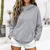 Women's Casual Long Sleeve Hoodie with Drawstring and Pockets, Non-Ribbed