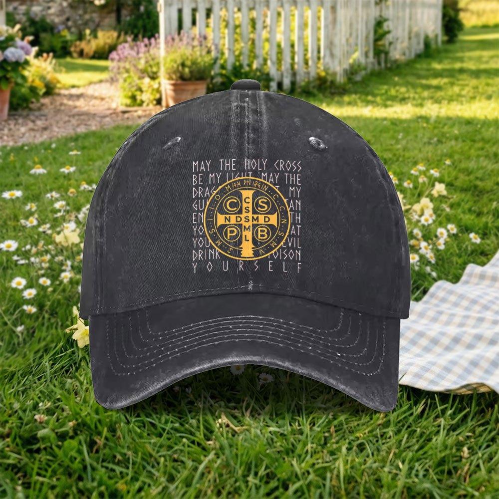 Pc Vintage Washed Baseball Cap with St BenedictS Design Unisex Outdoor Sports Duckbill Hat Unisex Trendy Hat Suitable F