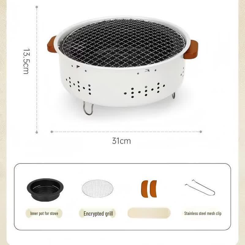 Oeny Portable Multi-functional Round Charcoal Grill
