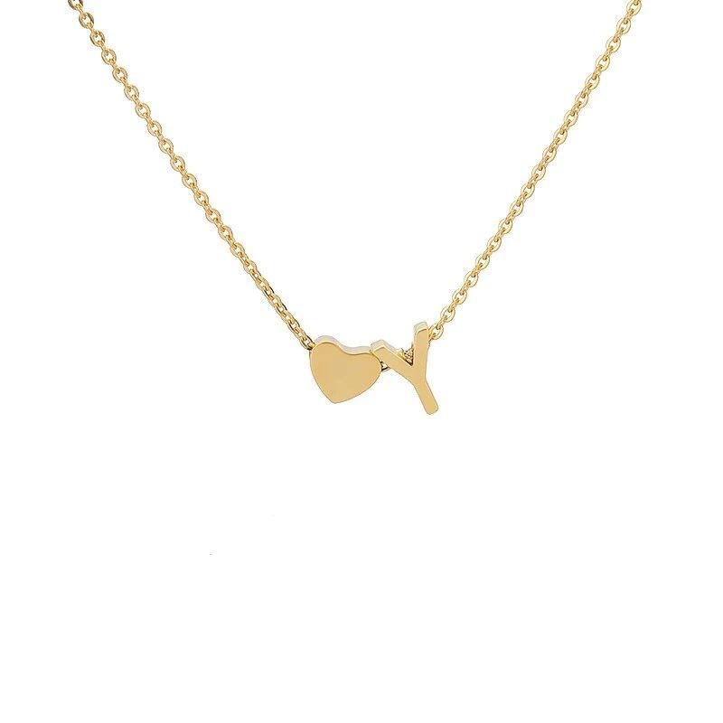Kulei Stainless Steel Jewelry European and American English Letter Peach Heart Love Combination Necklace