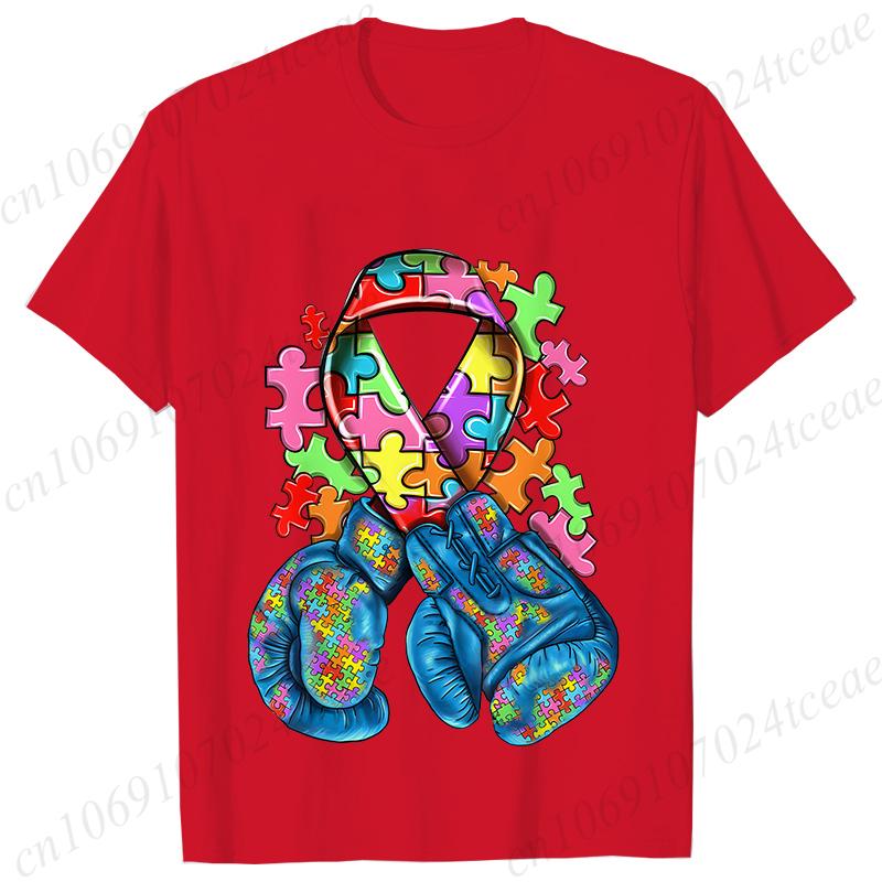 Autism Awareness with Boxing Gloves Shirts for Women Clothing Be Kind Puzzle Neurodiversity Tees Autistic Pride Female Clothing