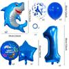 14Pcs Sea Animal Shark Birthday Party Balloon Decoration Blue Number Baby Shower Balloons Shark Cartoon Aluminum Foil Balloon