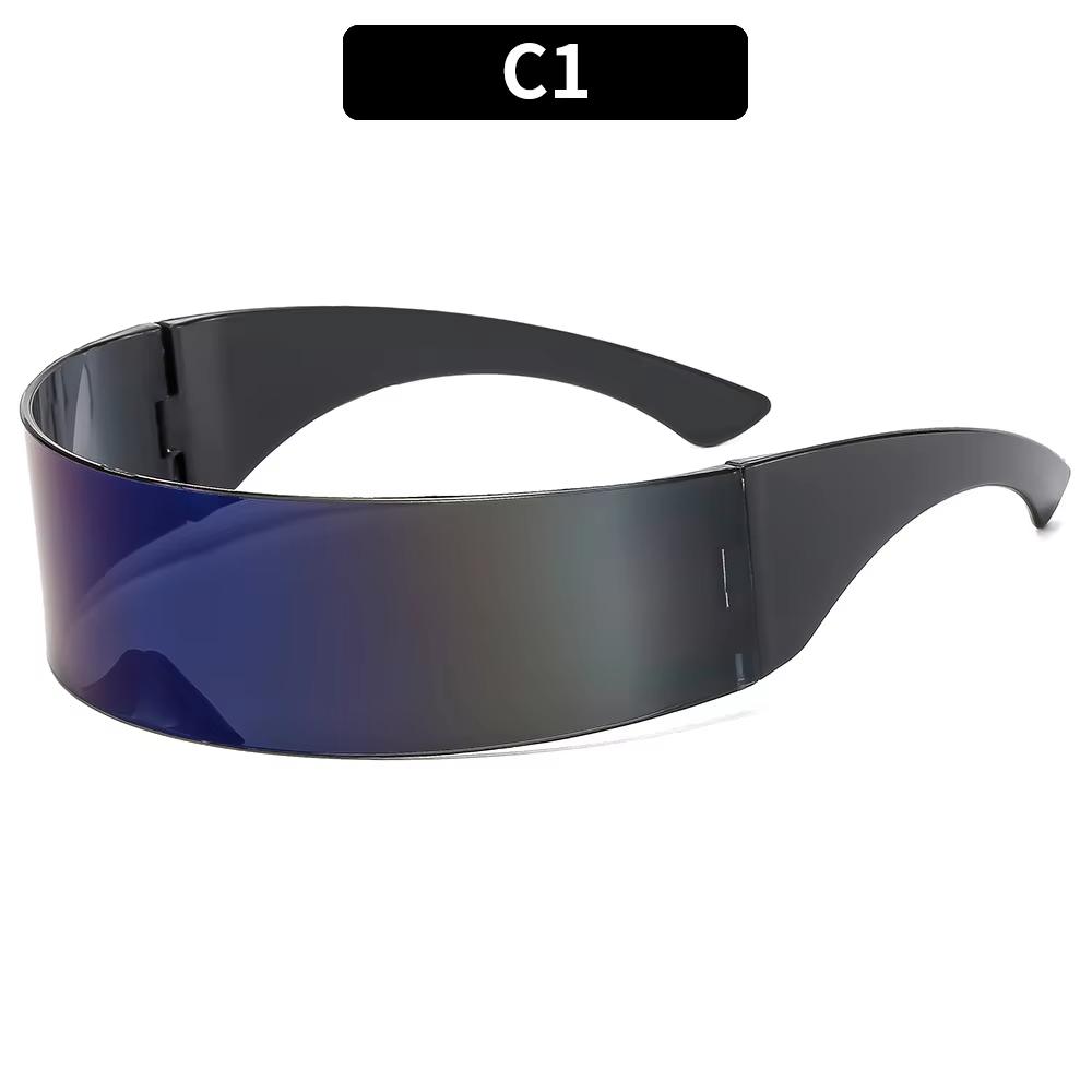 Futuristic Narrow Cyclops Visor Sunglasses Laser Eyeglasses UV400 Personality Mirrored Lens Costume Eyewear Glasses Men Glasses