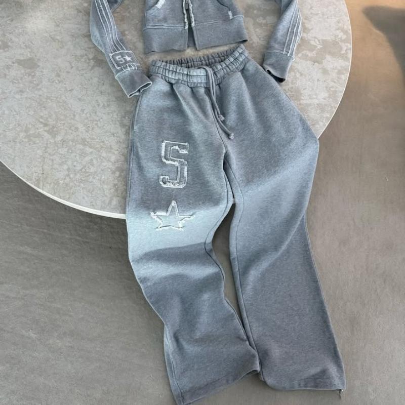 

Европейские и американские повседневные тканевые длинные брюки на кулиске с вышивкой для женщин XL серый