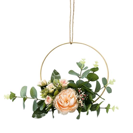 Artificial Flower Wreath, Sustainable Hanging Ornaments, with Elegant Flower Decorations for Bedroom Living Room Balcony Cafe Nursery