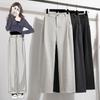 Dimanaf Summer 2025 Plus Size Women High Waist Wide Leg Pants Loose Basic Elastic Pants Casual Long Trousers