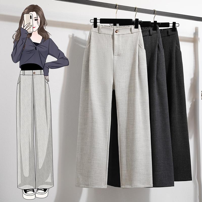 Dimanaf Summer 2025 Plus Size Women High Waist Wide Leg Pants Loose Basic Elastic Pants Casual Long Trousers
