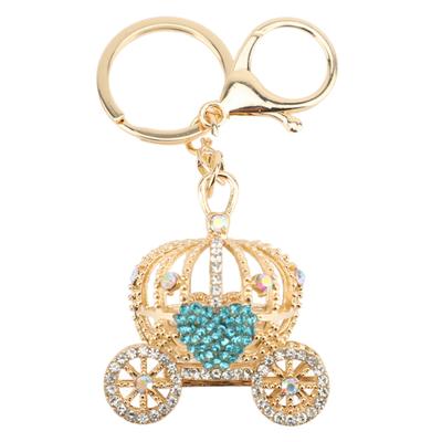 Kürbiskutsche Schlüsselanhänger Herzförmige Dekoration Funkelnde Strasssteine Prinzessin Kürbiskutsche Schlüsselanhänger