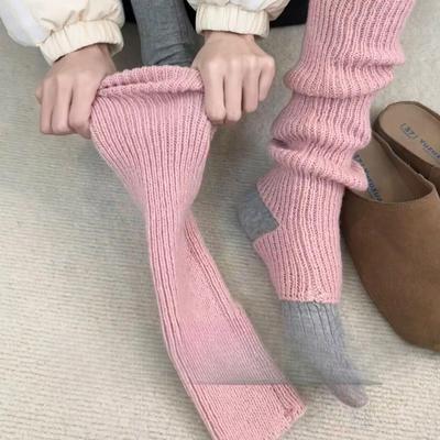 Gray-pink High-end Winter Footed Leg Warmers Warm and Korean-style