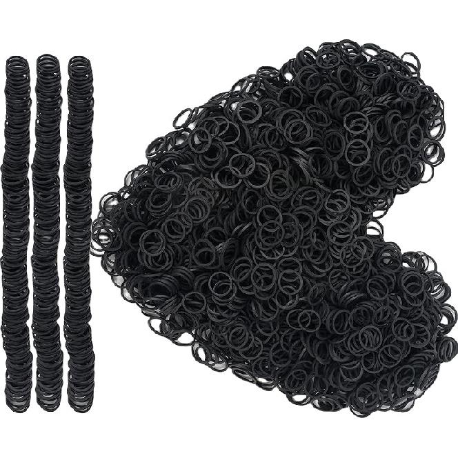 Rubber Bands mini 2000pcs rubber band black 0.5inch small Rubber Band Mini Soft Elastic Bands for Braids Diameter 13mm rubber bands for Office Black-2000Pcs