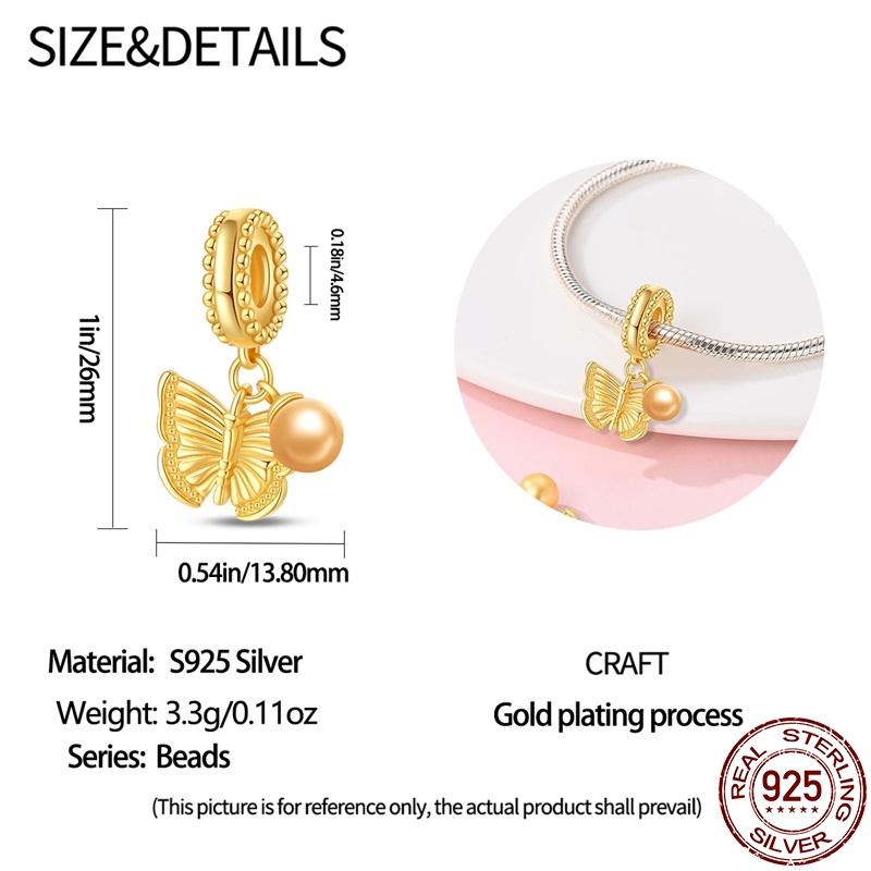 Copper Classical Butterfly Luminous Star Moon Pendant Fit 3Mm Pan Bracelet Diy Beads Fashion For Women Jewelry Gift