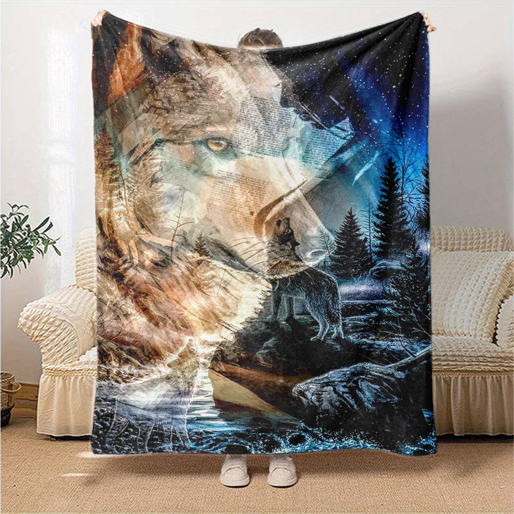 Wolfsmuster Flanelldecke Hohe Qualität Warm Bequem Decke für Alle Jahreszeiten Perfekt für Geschenke Heimdekoration