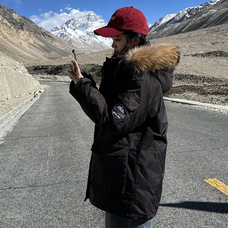 

Парка Хлопковая одежда Женская Новая Горячая Зимняя Хлопковая одежда Средней длины Утолщенная Тонкая и Не Пушистая XXL