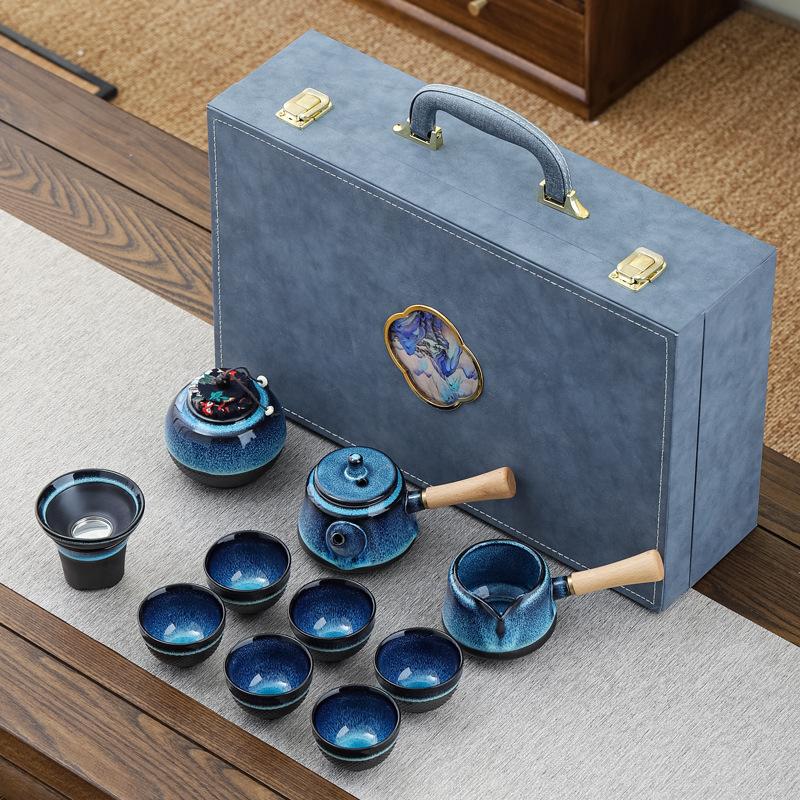 Side Handle Kettle Kung Fu Tea Set Gift Box for Clients Creative Annual Meeting Event Gift Souvenir with Logo
