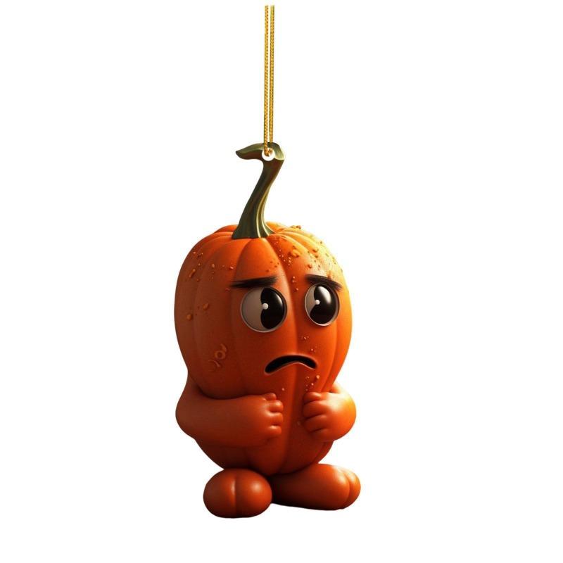 New Halloween Pumpkin Car Pendant Rearview Mirror Pendant Ghost Pumpkin Acrylic Flat Pendant