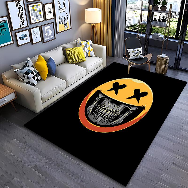 Tappeto Teschio Faccia Sorridente Creativo Divertente per Soggiorno Camera da Letto Corridoio Alfombra Antiscivolo Tappeto Divano Zerbino Decorazione Casa Tapete