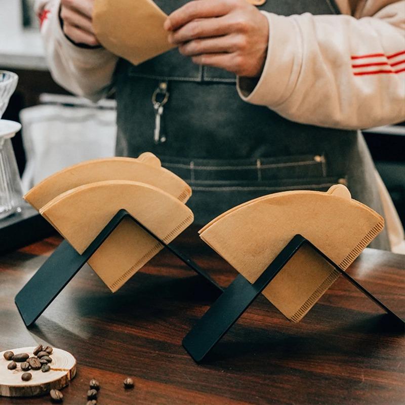 1PC Coffee Filter Paper Rack Coffee Bar Storage Rack Stainless Steel V-Shaped Hand-Washed Filter Paper Large Capacity Bracket