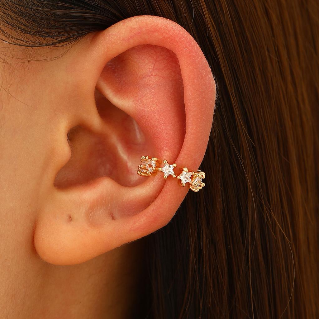 1Pc Horse Eye Zircon Earcuff Clips On Earring for Women Girls No Fake Piercing Cartilage Star Crystal Earring Ring Without Hole