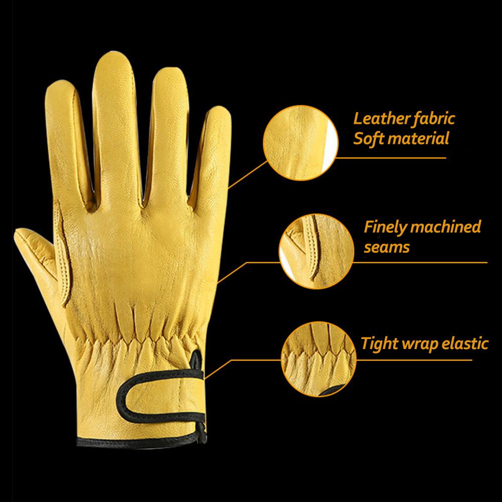 Wear-Resistant Cowhide Work Gloves Leather Workers Work Welding Safety Protection For Garden Sports Motorcycle Driver Gloves