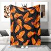 Retro Orange Chicken Wing Design Flannel Printed Blanket Suitable for All Seasons Suitable for Living Room Office Sofa Travel