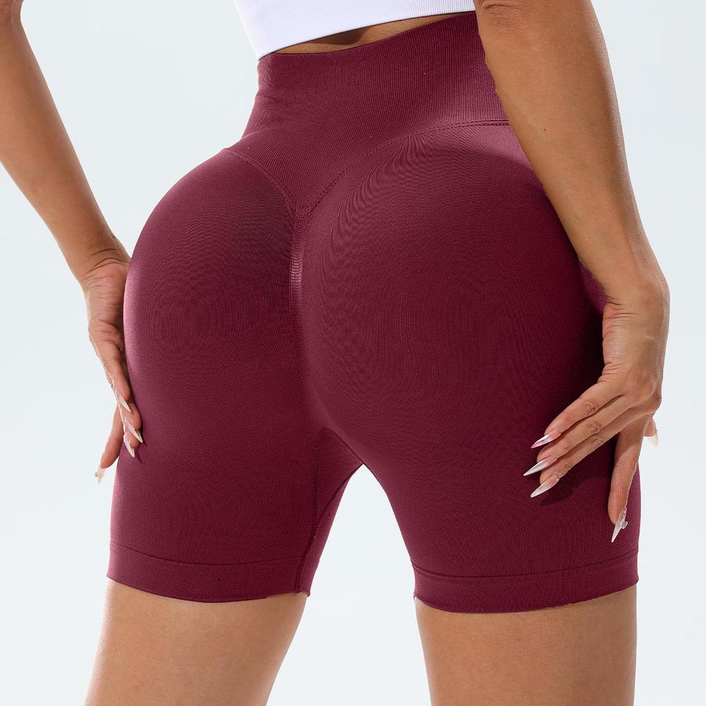 Women's High-Waist Seamless Yoga Shorts – Pleated Peach Butt Tummy Control, Summer Cycling & Running