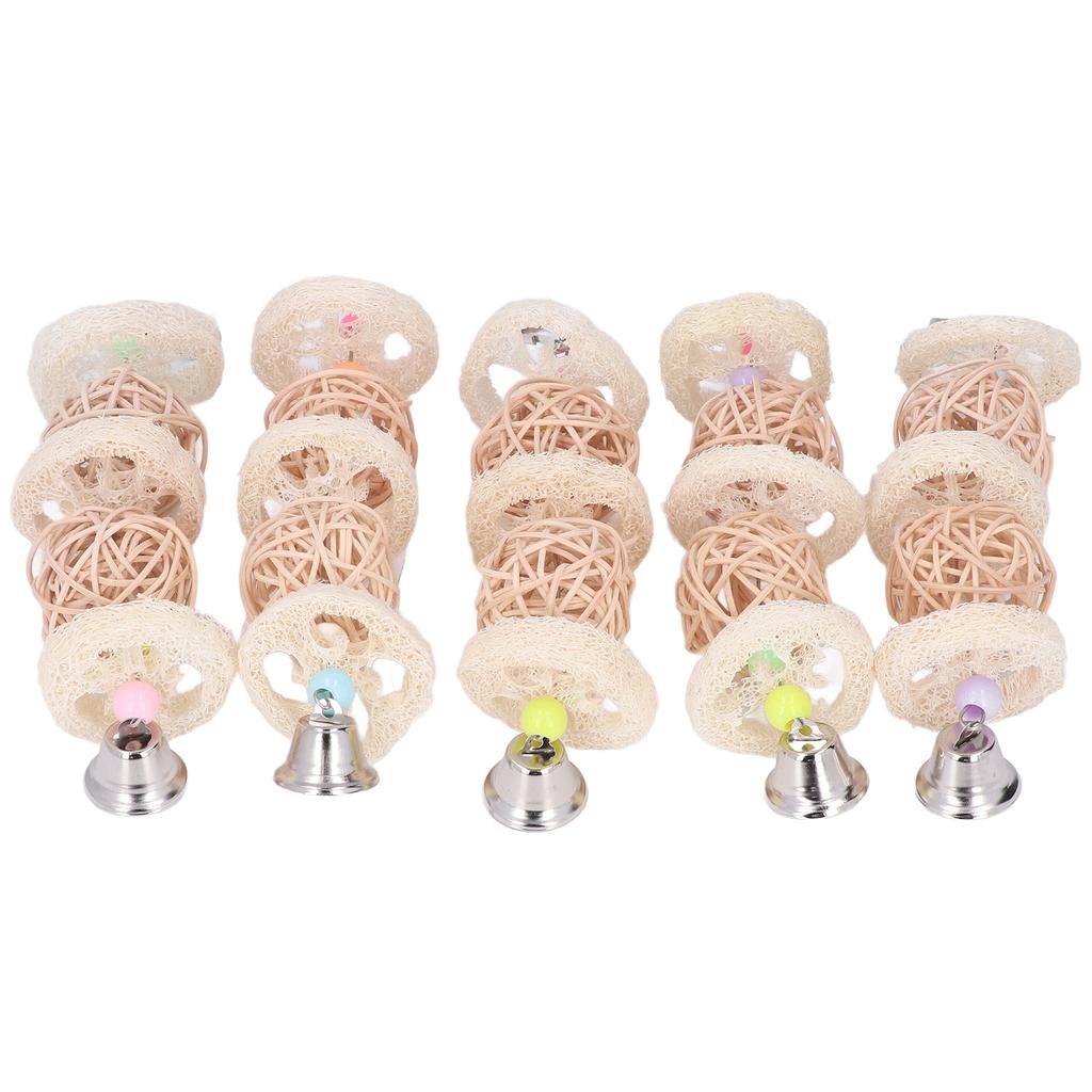 Parrot Loofah Sepak Takraw Chewing Toy Safe Relieve Anxiety Hanging Parrot Toy with Bells Fixed