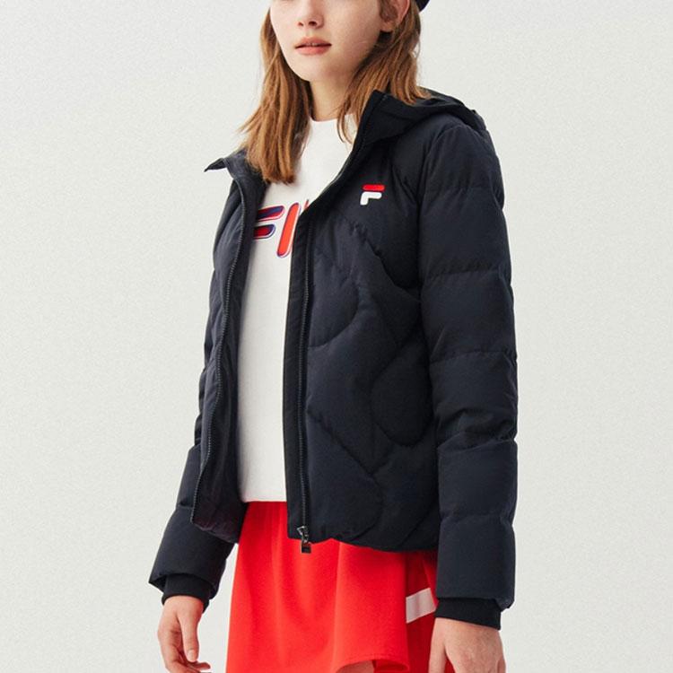 FILA Solid Color Casual Sports Hooded Long Sleeve Down Jacket Women outerwear Legendary-Blue F51W348919B-NV