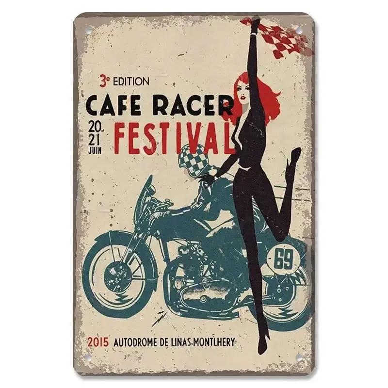 Vintage Metal Sign Motorcycle Poster Decor TT Racing Metal Tin Plate Living Room Wall Garage People's Cave Restaurant Art Decor