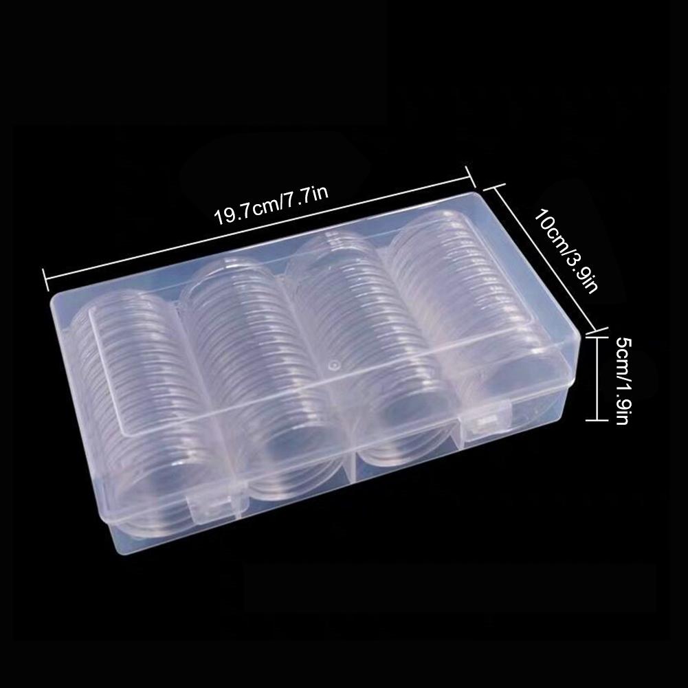 Coin Holder Case Plastic Storage Box With 60PCS Coin Capsules 19/20.5/22.25/25/27/30/39/41MM Protect Gasket For Coin Collection