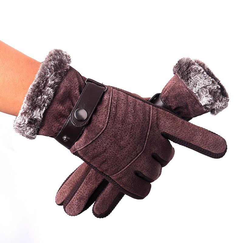 New Men's Winter Ski Gloves Outdoor Riding Bicycle Motorcycle Leather Gloves Warm and Piled Thickened Non-slip