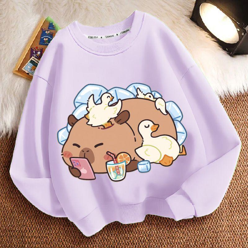 Niedlicher Capybara-Hoodie für Kinder, lässige langärmlige Jacke für Jungen und Mädchen Frühling und Herbst