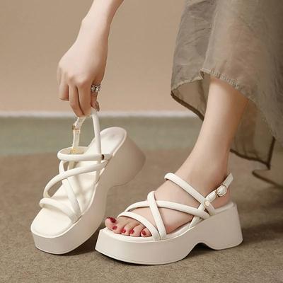 Sandali Donna Open Toe Moda Estiva Fascia Stretta Scarpe Eleganti Zeppe Piattaforma Tacco Cinturino alla Caviglia Sandali Gladiatore da Donna