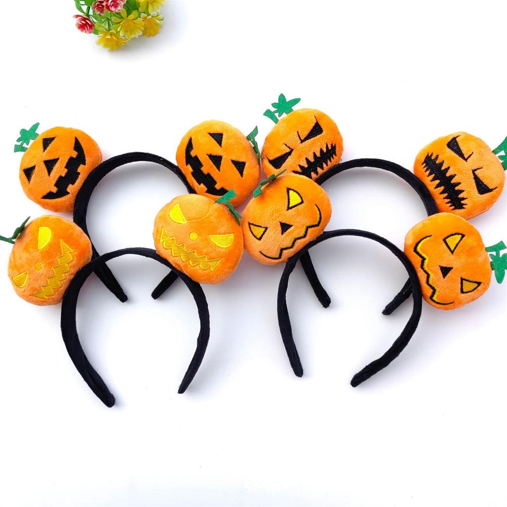 Kids Halloween Pumpkin Party Headwear Hair Hoop Soft Fluffy Fabric Headband DIY Decoration