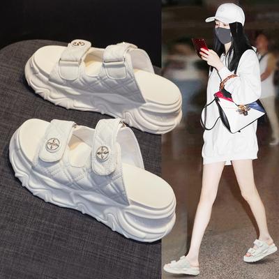 Slippers Women's Outer Wear 2025 New Summer Fashion Women's Thick-bottomed Muffin One-word Drag Versatile Soft-bottomed Cool Slippers