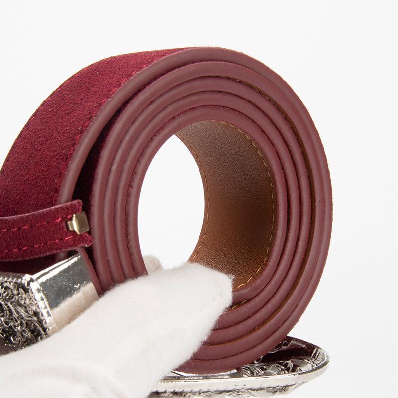 Women'S Leather Belt Personalized Retro Style Carved Needle Buckle Skirt Decorative Belt Women
