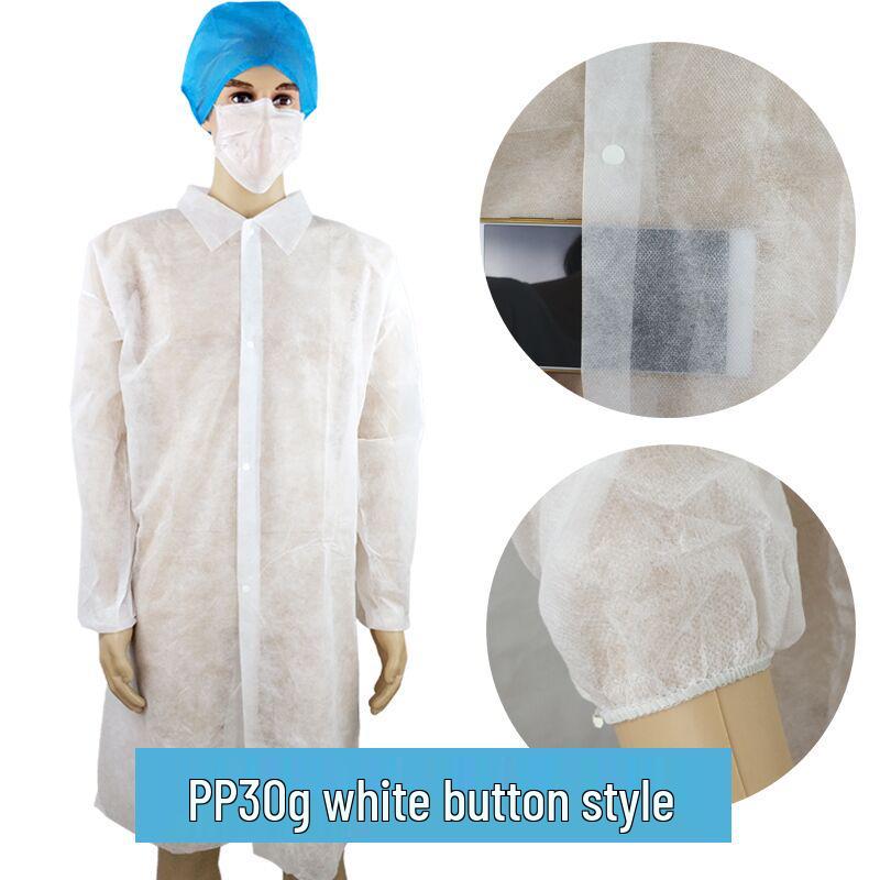 White Disposable Non-woven Lab Coat - Dustproof Isolation Suit for Food, Beauty, and Visitor Safety