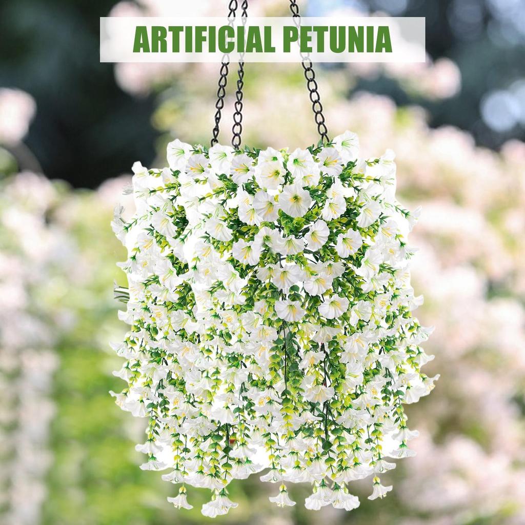 Fake Petunias 2 Pieces Flowers Patio Petunias Decor Outdoor Fake Plant Decoration For Porch Patio Garden Yard Wedding Party
